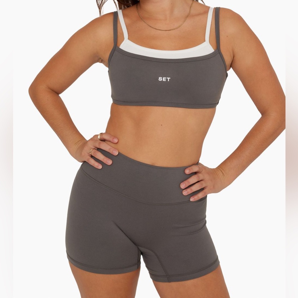 FORMCLOUD® DOUBLE SCOOP BRA/short leggings - STORM (set of 2)